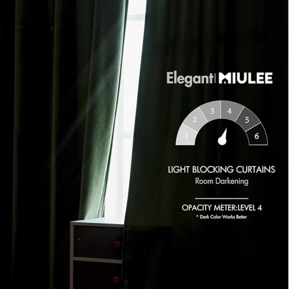 (Set of 3) Luxury Blackout Curtains Olive Green W52 x L84 inches - Picture 4 of 6